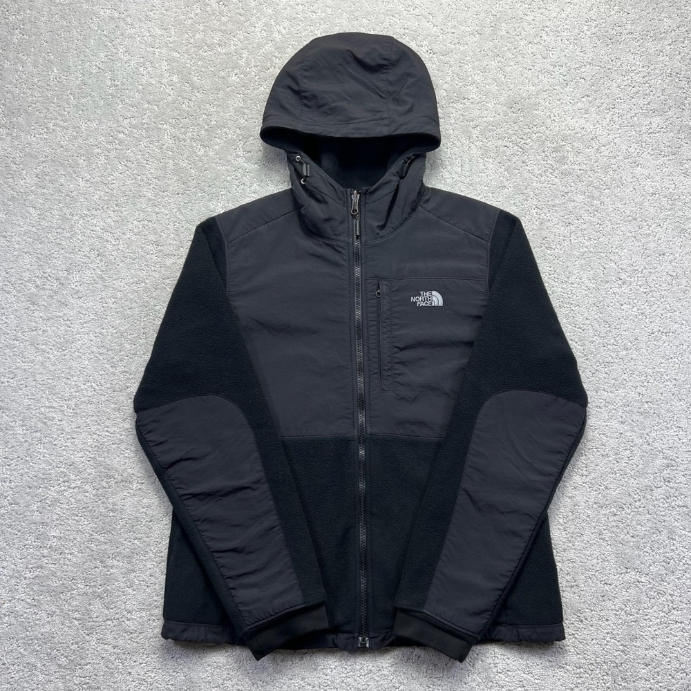 The North Face Denali Hooded Jacket Womens Medium Black Polartec Fleece Full Zip